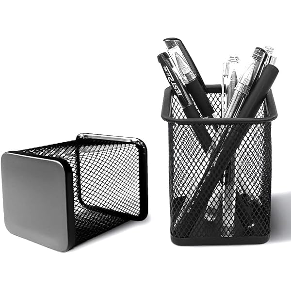 Black Metal Mesh Pen Holder – Sleek & Durable Desk Organizer
