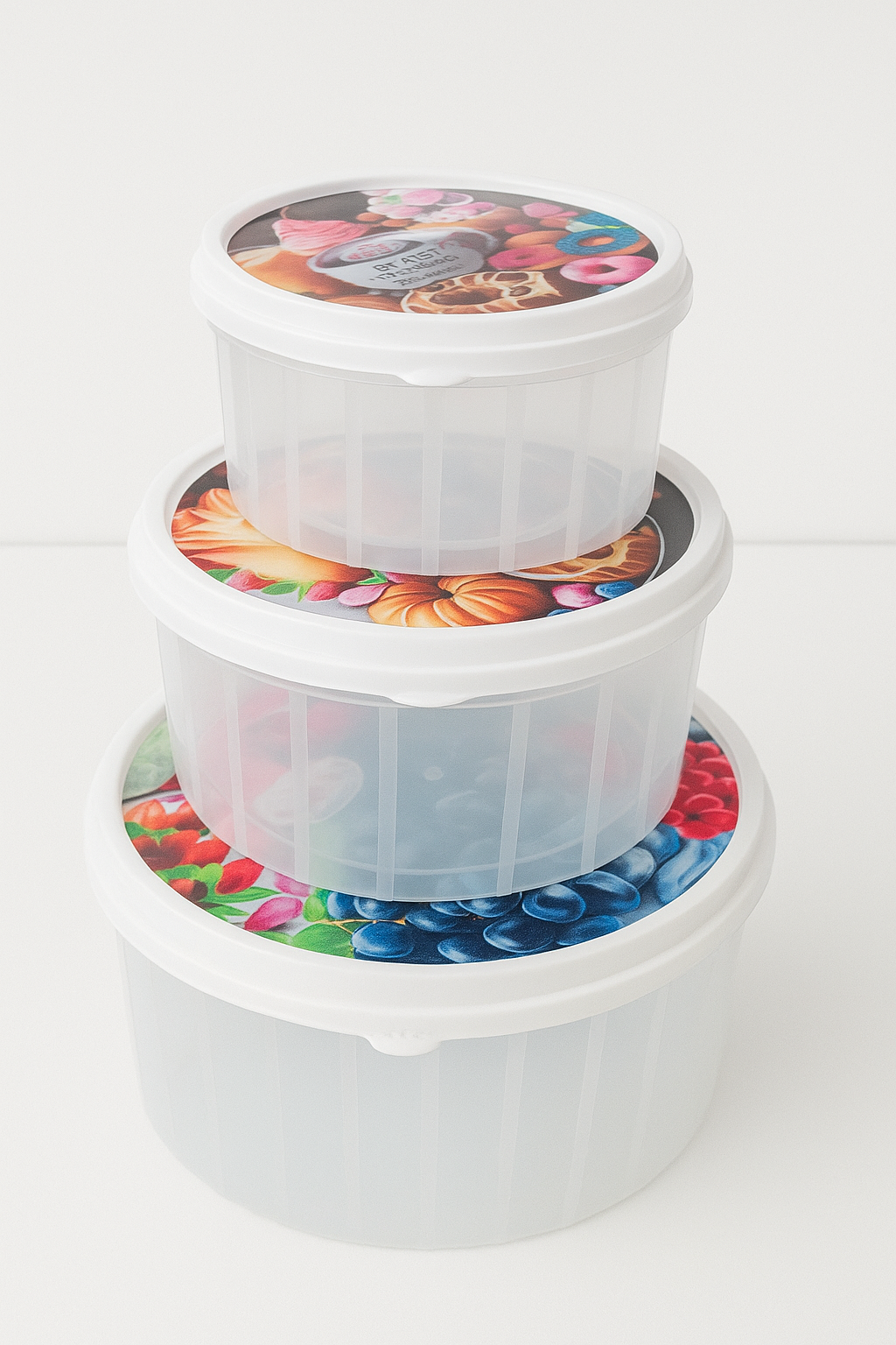 Kiaan Printed Round Storage Containers – Set of 3 (Stackable | Airtight | Multi-Use)