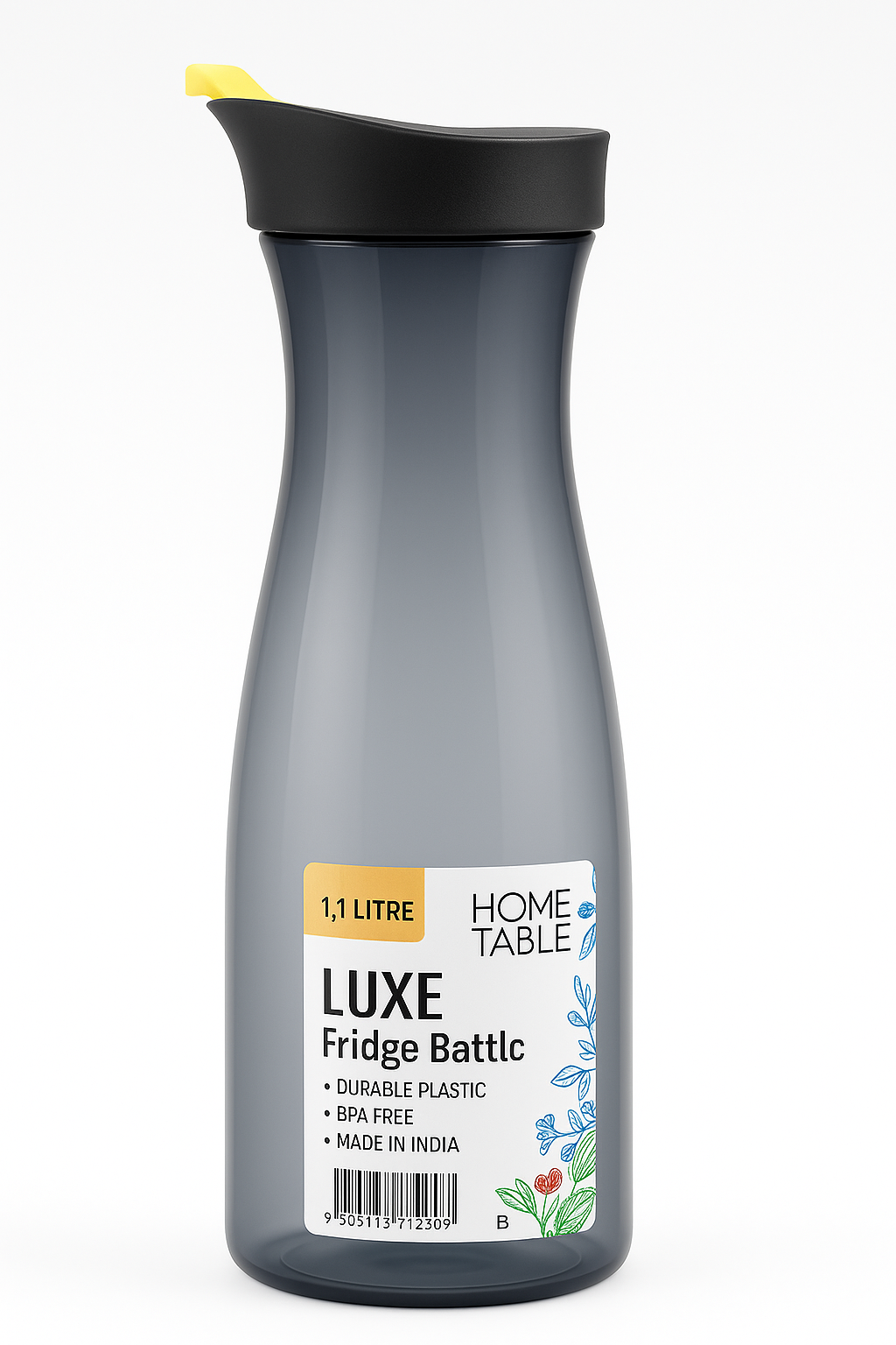 HOME TABLE LUXE Clear Fridge Bottle – 1.1 Litre (Teal Lid Edition)