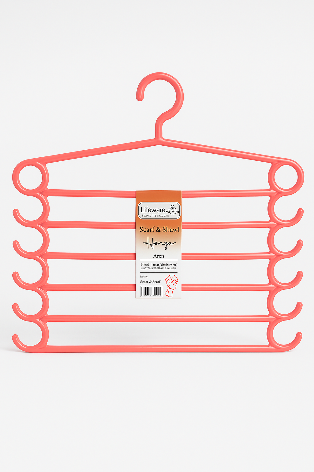 Lifeware Scarf & Shawl Hanger – Coral Pink (16 Loops)