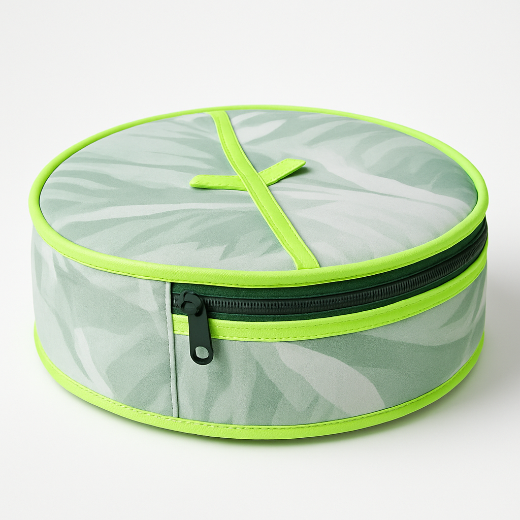 Insulated Roti/Chapati Warmer – Leaf Print with Neon Green Trim