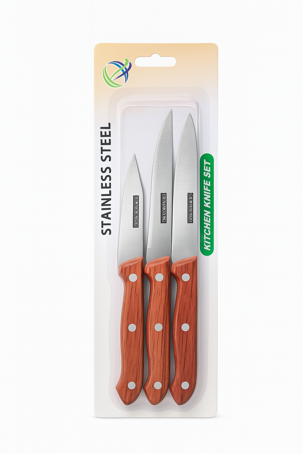 3 Piece Kitchen Knives Set- Brown