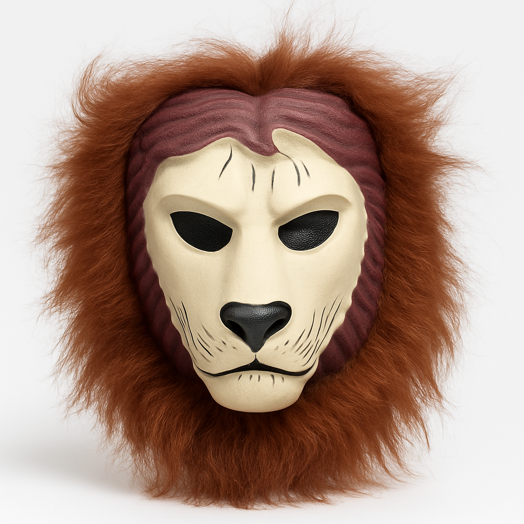Lion Mask with Faux Fur – High-Quality Plastic and Soft Faux Fur, Ideal for Kids and Adults