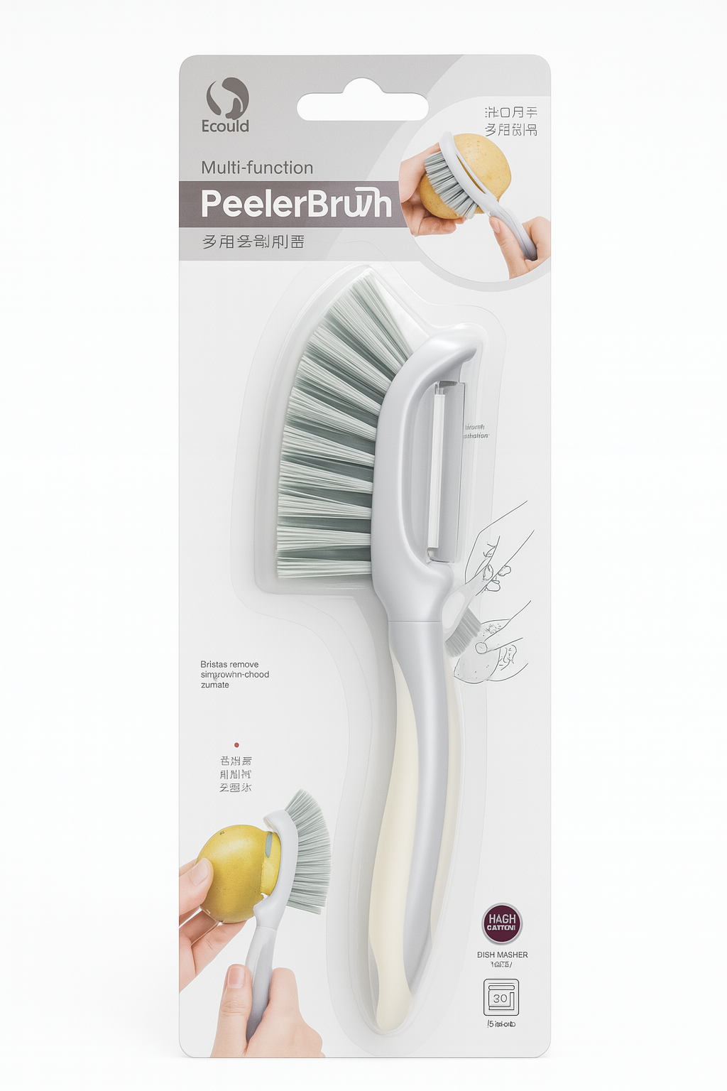 Ecould Multi-Function Peeler Brush – 2-in-1 Cleaning & Peeling Tool