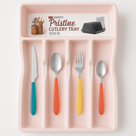 Manarware Pristine Cutlery Tray – 4-Compartment Organizer