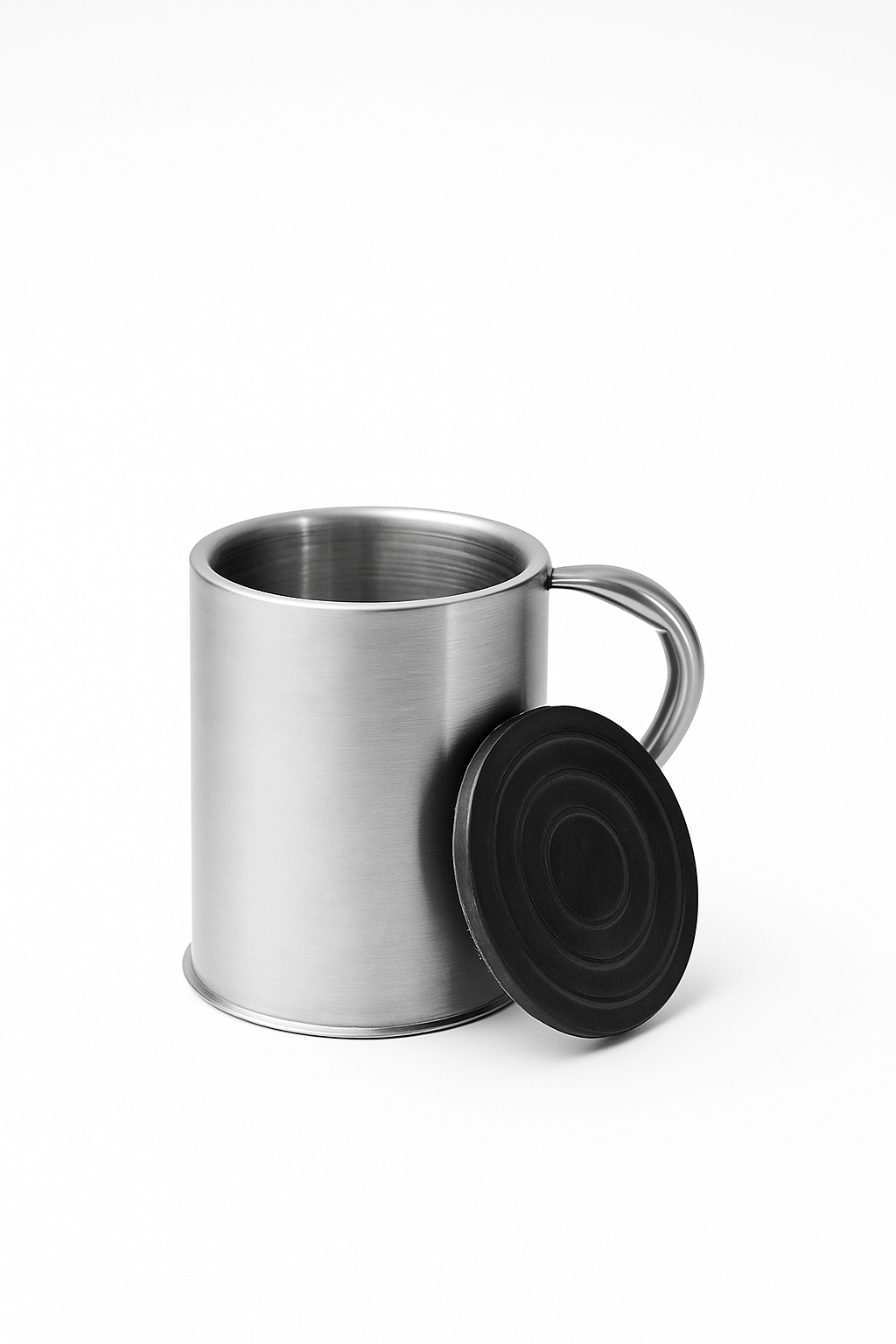 Stainless Steel Mug with Lid – Brushed Silver
