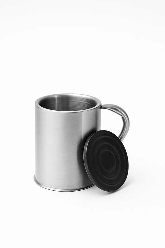 Stainless Steel Mug with Lid – Brushed Silver