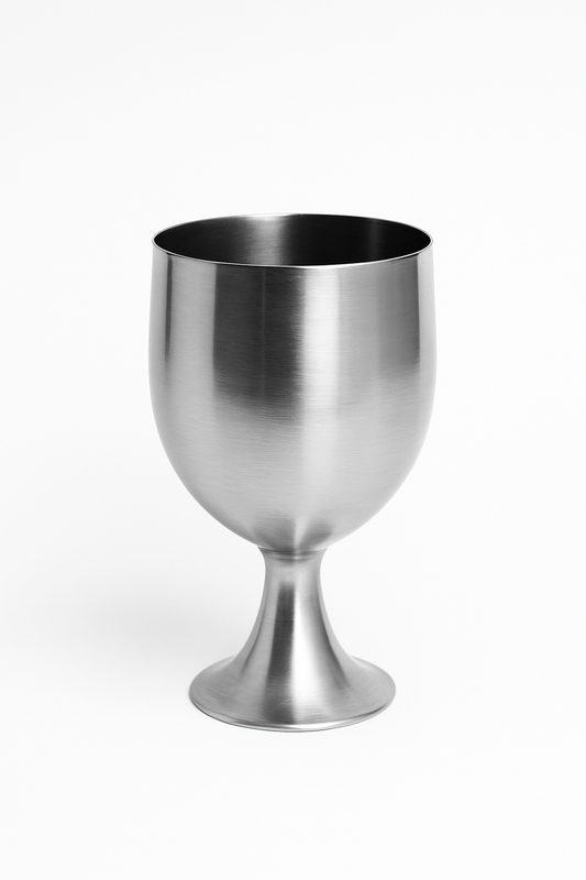 Stainless Steel Goblet Cup – Brushed Metal Finish
