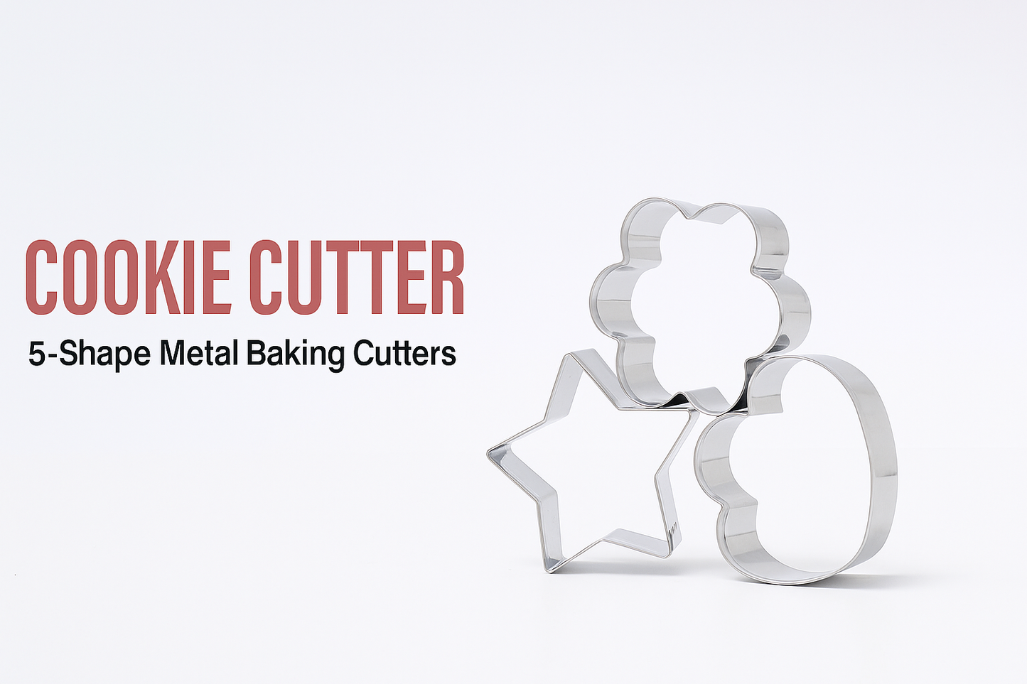 5-Shape Stainless Steel Cookie Cutter Set – Durable Metal Baking Molds