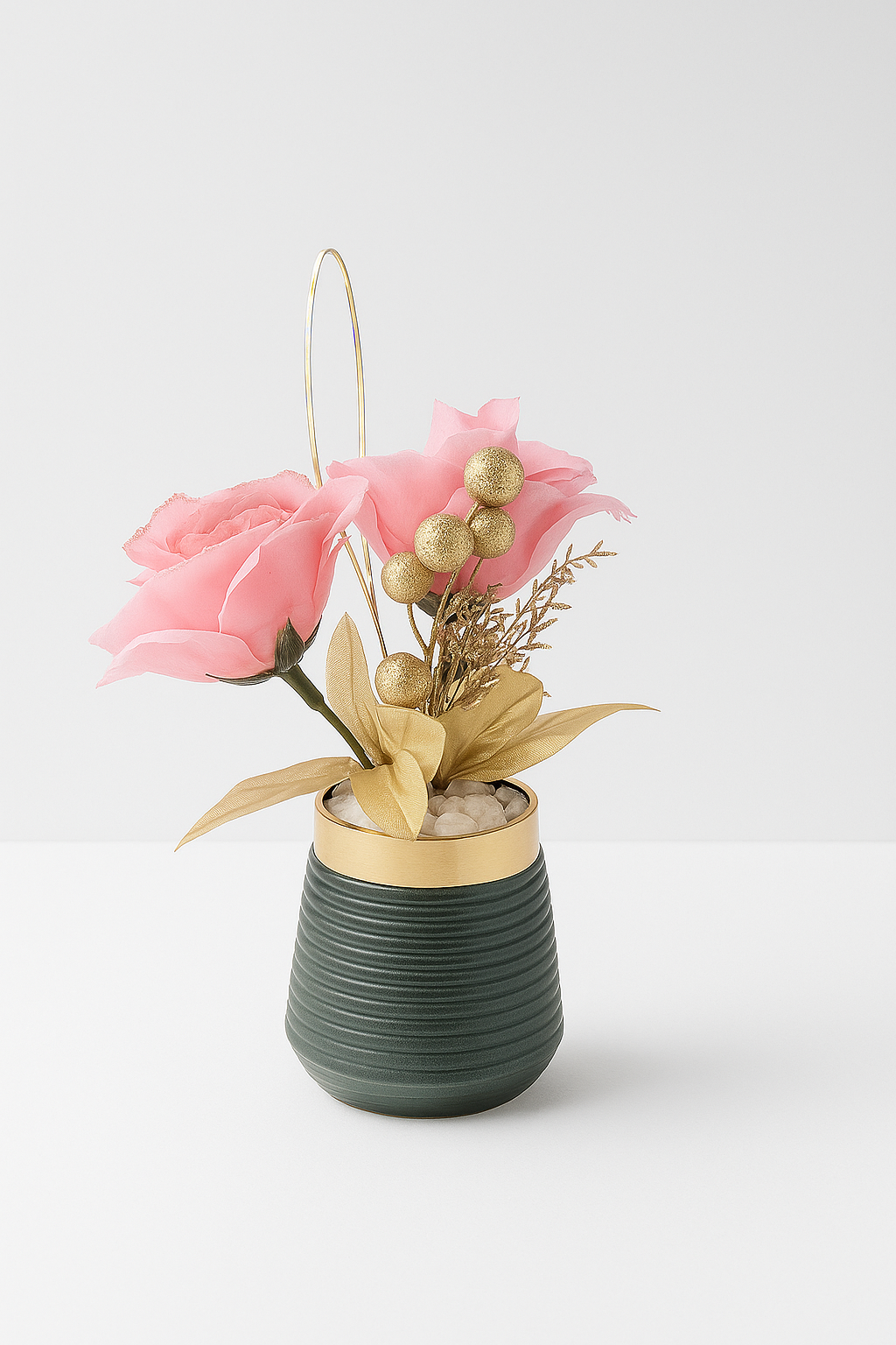 Sunburst Rose Pebble Pot