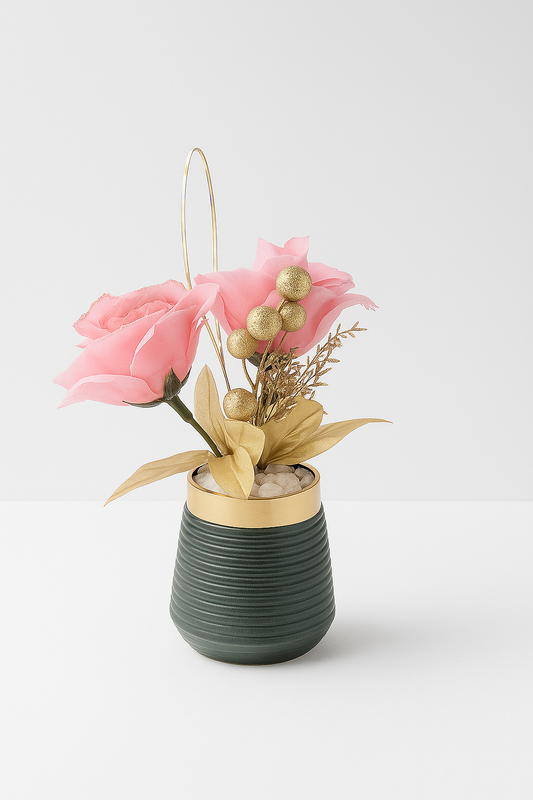 Sunburst Rose Pebble Pot