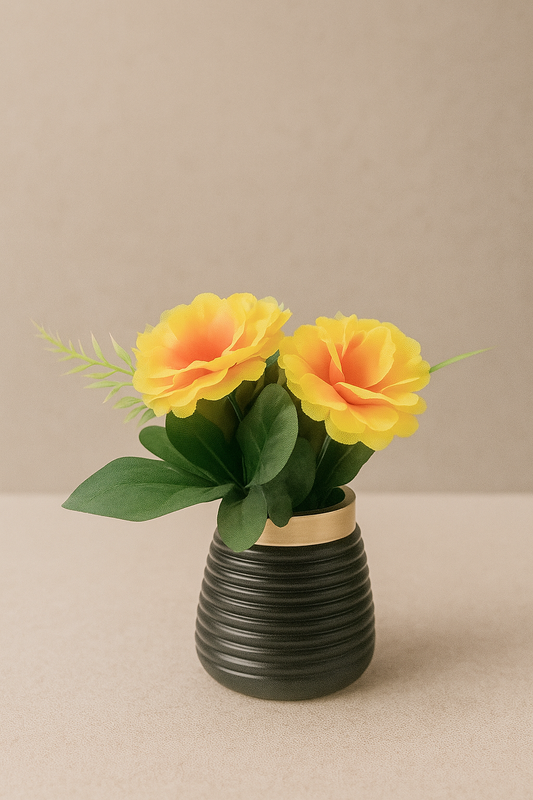 Sunburst Rose Pebble Pot