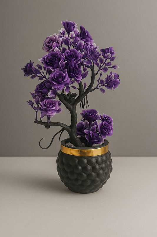 Sunburst Rose Pebble Pot