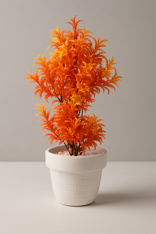 Autumn Blaze Faux Plant in White Brick Pot