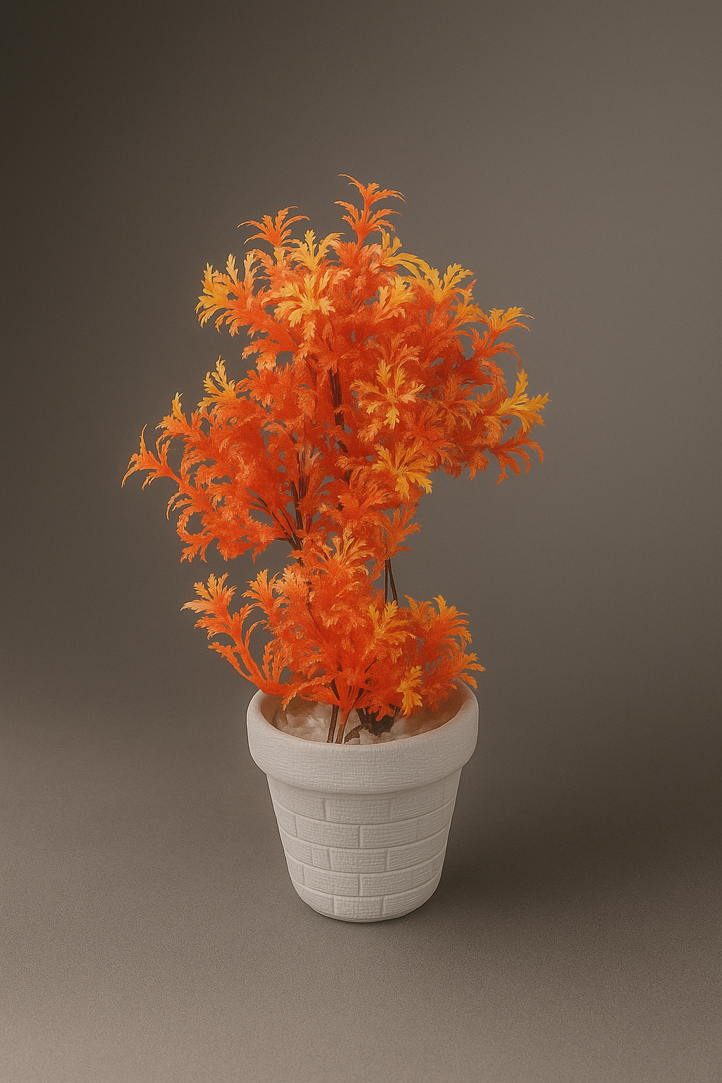 Autumn Blaze Faux Plant in White Brick Pot