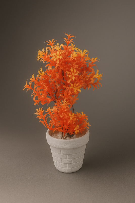 Autumn Blaze Faux Plant in White Brick Pot
