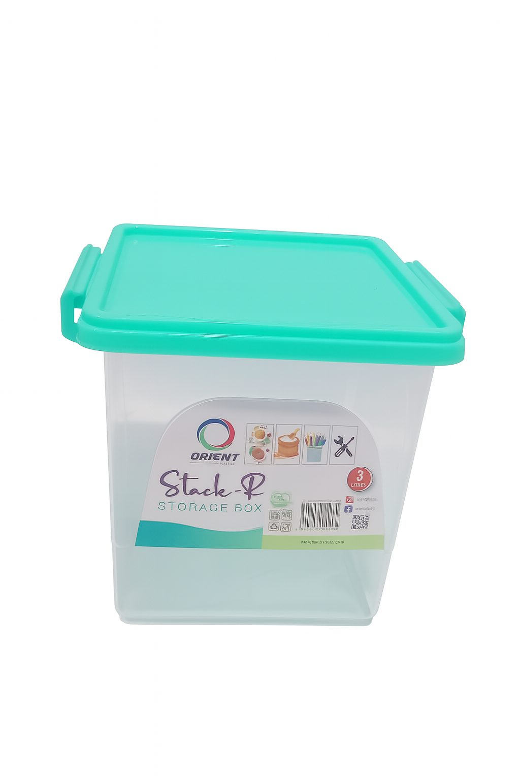 Orient Stack-R 3L Storage Box with Snap-Lock Green Lid