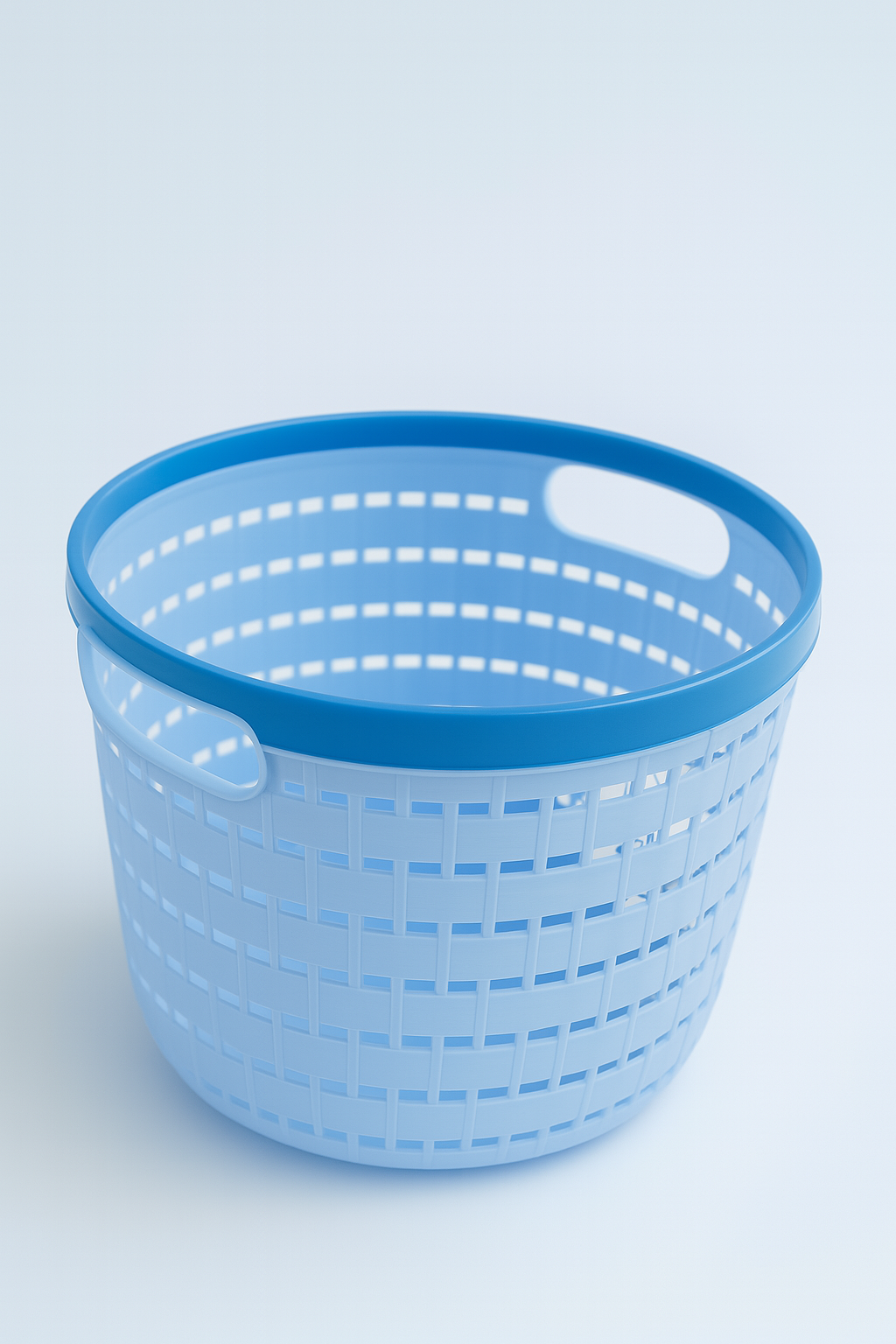 Multi-Purpose Plastic Storage Basket – Cream with Brown Rim & Woven Look
