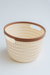 Multi-Purpose Plastic Storage Basket – Cream with Brown Rim & Woven Look