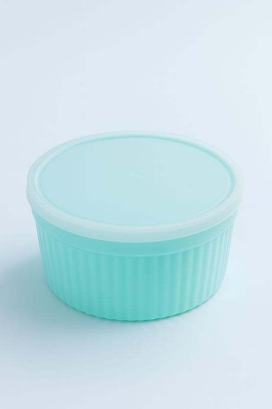 Round Plastic Food Storage Container with Lid – 1.5L (Dark Grey Base)