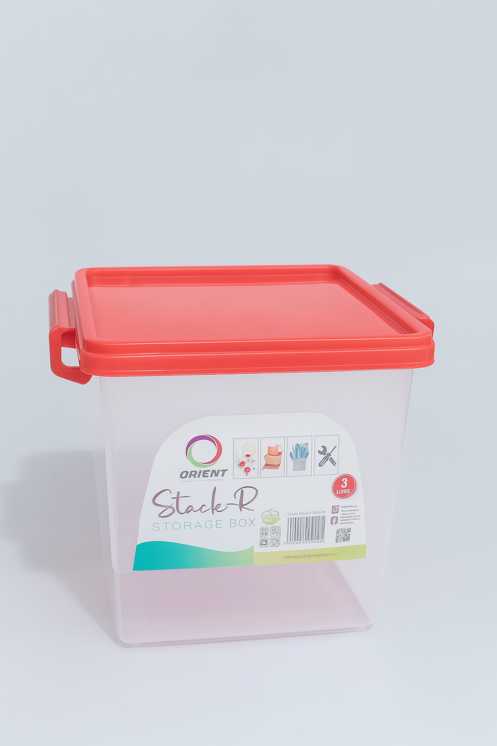 Orient Stack-R 3L Storage Box with Snap-Lock Green Lid