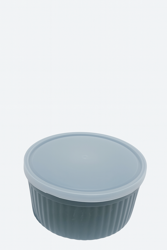 Round Plastic Food Storage Container with Lid – 1.5L (Dark Grey Base)