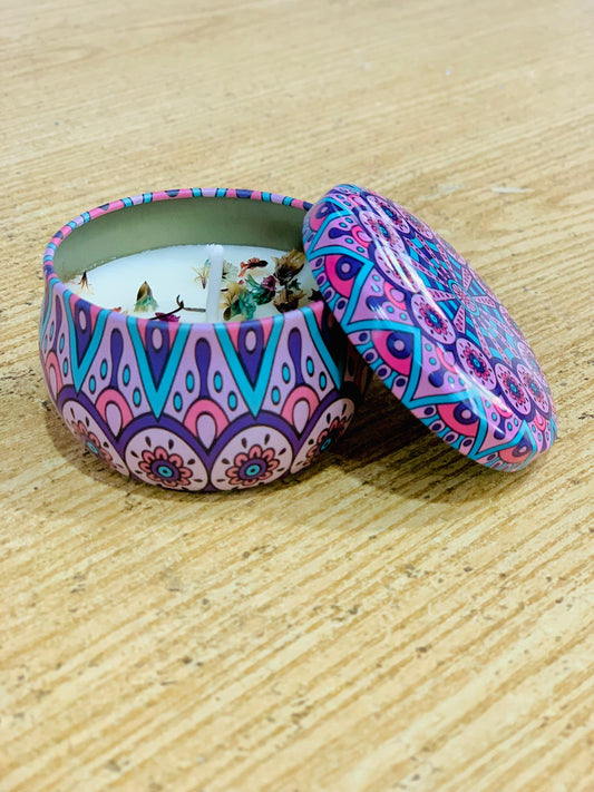 Tin jar scented candles (assorted designs) -