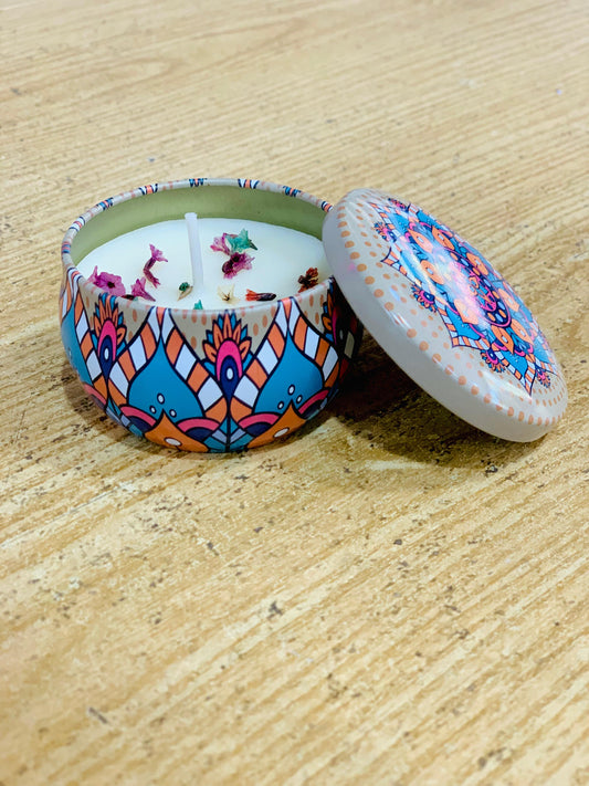 Tin jar scented candles (assorted designs) -