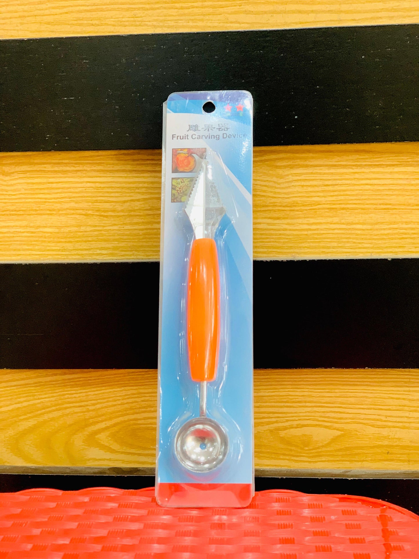 2in 1 Fruit Carving Cutter - Creative Double Head Watermelon Fruit Vegetable Digging Kitchen Tools Platter Melon Balls Ice Cream Scoop Baller Knife A Spoon