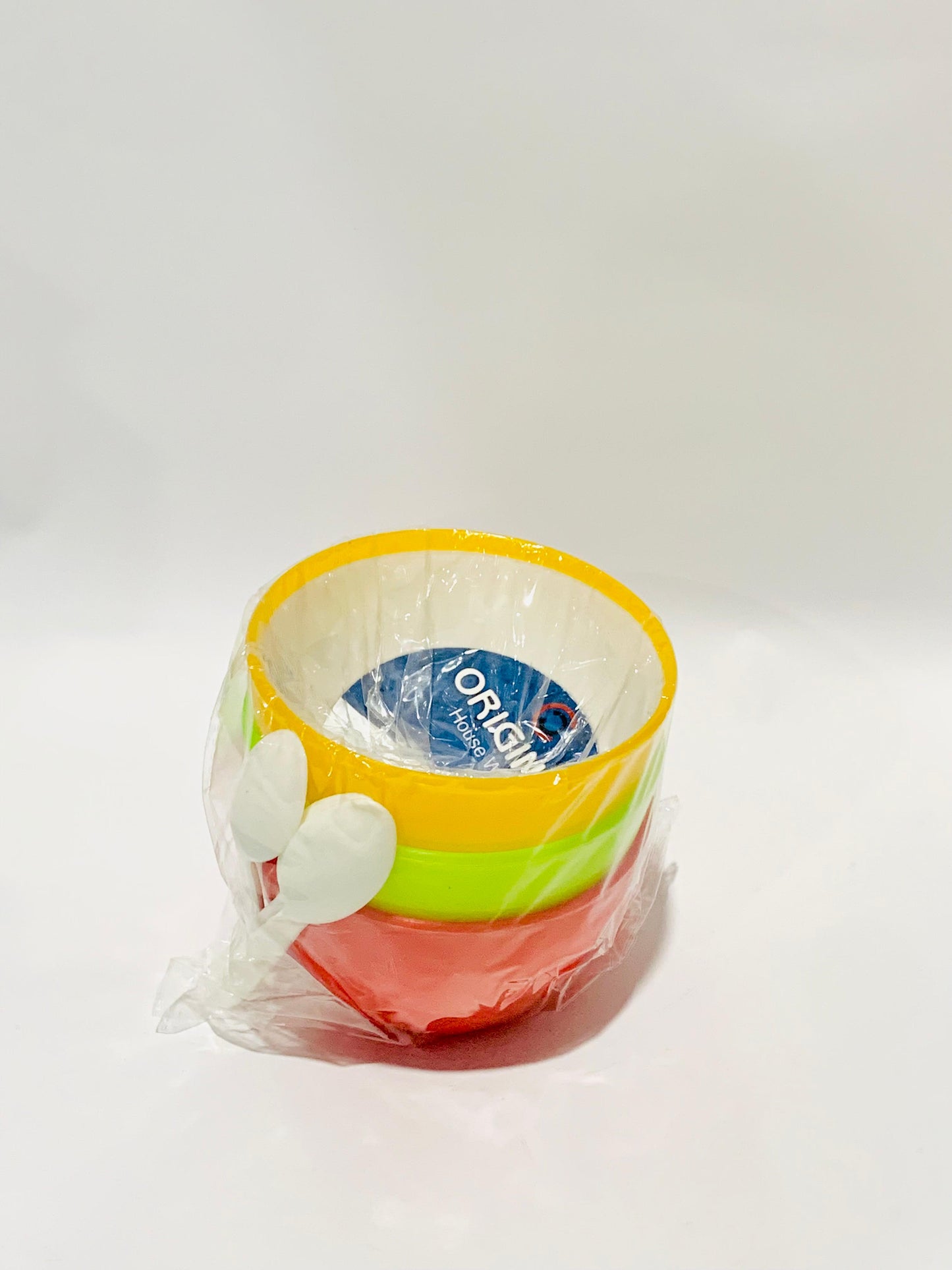 Bowl Set With Spoon Pack of 3 Plastic Size ( 4 x 2.6 ) Inches