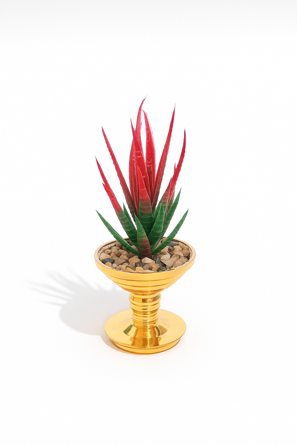Artificial Succulent in Golden Pedestal Pot – Bold Luxury Accent